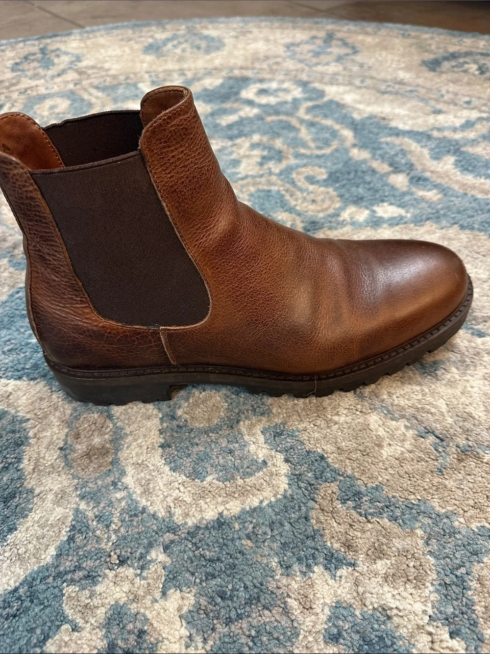 Men's Patina Brown Leather Slip-On Chelsea Boots